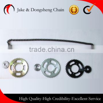 ZHEJIANG CHINA fine blanking sprocket 428/116L-38T/14T motor chain and bajaj discover/wave chain sprocket per set