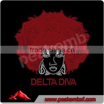 Fashion Delta Diva Hotfix Iron On Afro Girl Custom Transfer For Hoodies