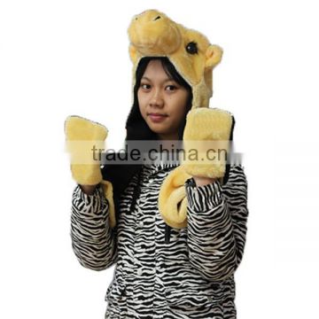 Long Plush Scarf Glove Animal Hat with Paws