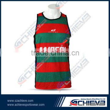100% polyester plain fabric with sublimated logo and color singlet