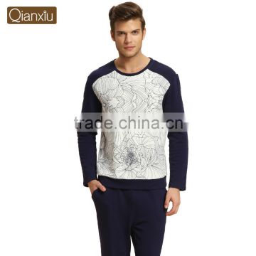 New Products Qianxiu Men Long Plain Fabric Cotton Popular Pajamas