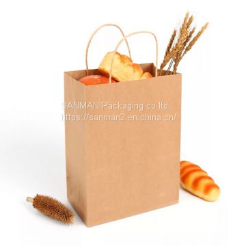 Durable kraft paper valve paper bag with handle