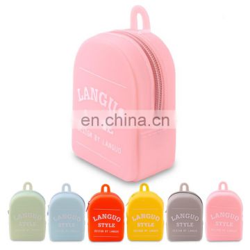 Custom Logo Printed Mini Backpack Coin Wallet Silicone small backpack purse