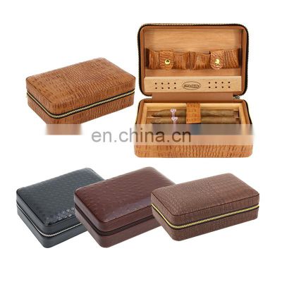 Advanced customization Portable PU Leather Cigar Travel Humidor Leather Cigar Case