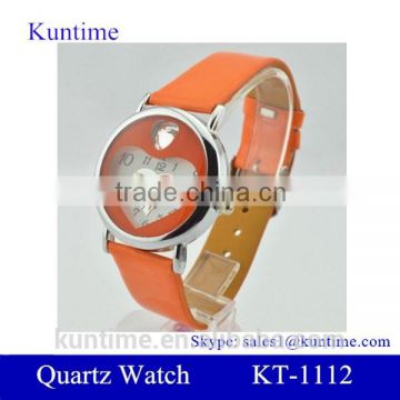 Colorful Cute Heart Shaped Dial PU leather gift box for watch gift