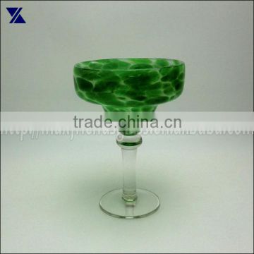 mottled green margarita glass , wine glass drinking glass hand blown