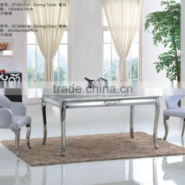 Chinese style home furniture leather and metal dining chair and table