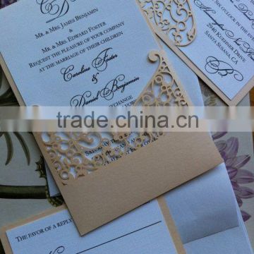 Lasercut Wedding Invitation Sleeve Pocket, newmengxing pocket wedding invitation