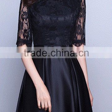 2016 Ladies black lace dress