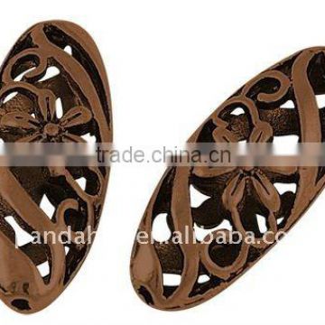 Alloy Beads, Lead Free, Rice, Red Copper Color, about 23x10x7mm, hole: 2mm(PALLOY-GK125-R-LF)