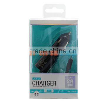 2A Car Charger With Micro USB Cable Line For Samsung HTC With Retail Package Box