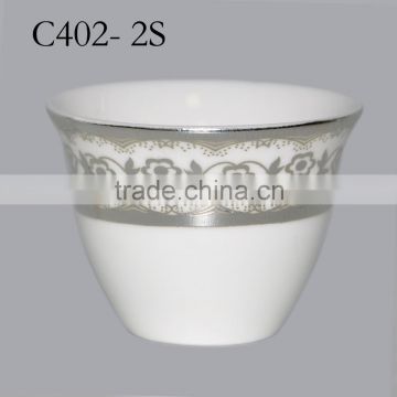 Custom white ceramics golden cawa cup for china manufacturers