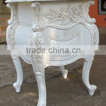 Nighstand French Style Furniture - European Carving Style with Wooden Top Table - Bedroom Set for Home Decor