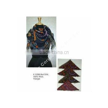 Wool Triangle Shawls with Embroidery