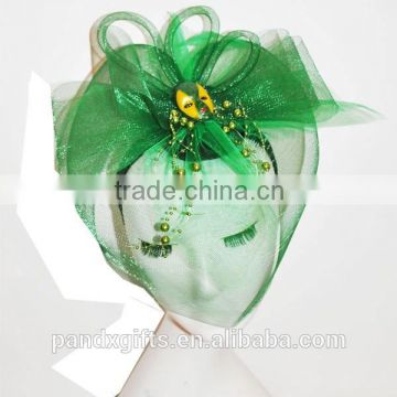 Green lace net headband