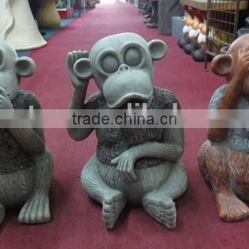 Home & garden decor fiberglass clay monkey sculpture set
