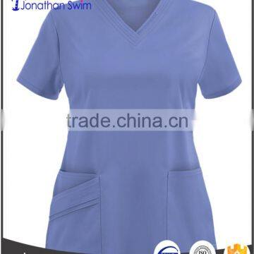 2017 fashion neck design with the most popular colorful hospital scrub uniform