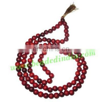Red Sandal Wood Beads Mala, Holy Wood Beads-Seeds String (mala), size: 8mm