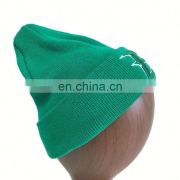 wholesale Custom Organic Bamboo Knitted Beanie Hat With Flat Embroidery