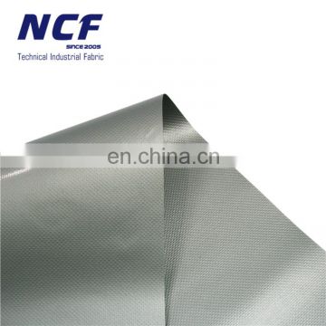 Supply 0.55mm B1 FR 680g Silver PVC Tarpaulin With Silver Acrylic Lacquer