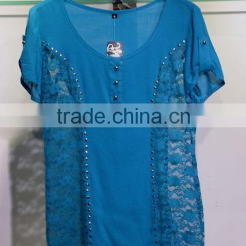 lace with sequin spun rayon women's blouse