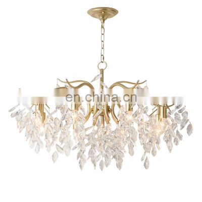 Gold Crystal Chandeliers Ceiling Lighting Modern Luxury Large Pendant Lamp For Home Dinner Room Hanging Fixture