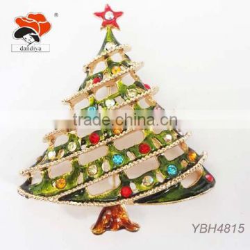 exaggerated colorful rhinestone holiday brooch layered christmas tree