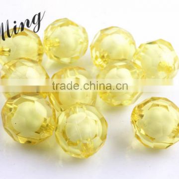 Yellow Color Chunky Acrylic Round Transparent Plastic Facted Beads in Beads 8mm to 20mm Stock ,Paypal Accept