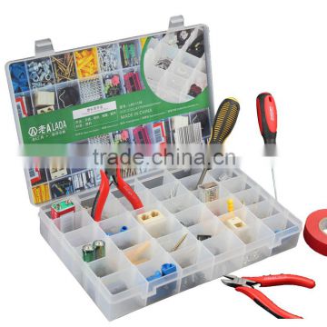 36grids transparent home use hardware tool box work bin transparent bin