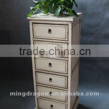 Chinese antique furniture pine wood shanxi six drawer white cabinet