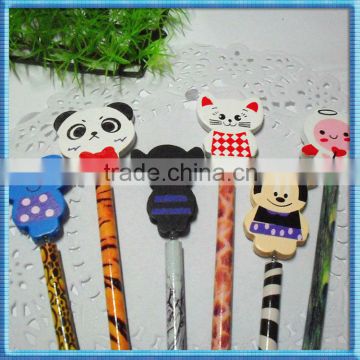 Cute cartoon design rubber animal pencil topper