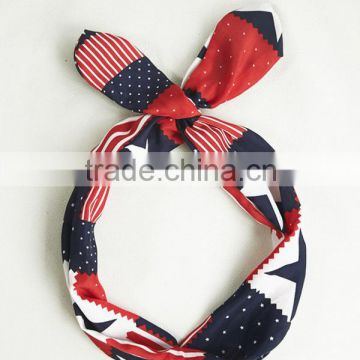 4th of July Girls Outfits American National Flag Printed Rabbit Ear Headband Hair Headband