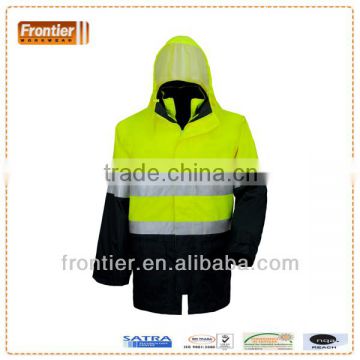 Hi vis 4 in 1 safety jacket with 3M reflective tape