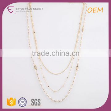 N74427I01 STYLE PLUS layered chain pearl necklace jewelry bohemian pearl necklace for women