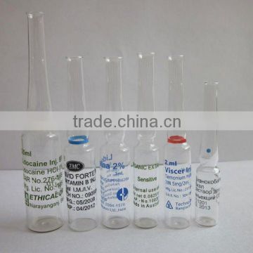 3ml pharmaceutical clear glass ampoule with printed logo
