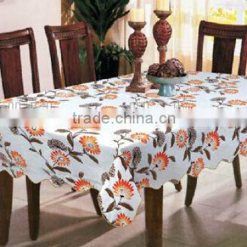 manufacturer and supplier for oblong table cloth, printed Vinyl table cloth with flannel backing, stitched edge