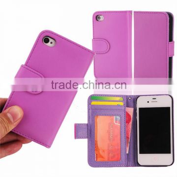 book style wallet leather ulak bulk cell phone case for iphone 4G 4GS