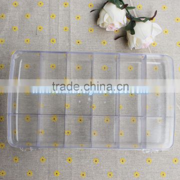 4.7*16.4*28.8CM clear plastic lucite acrylic bead organizer case container storage beads box with round 18 jewelry storage