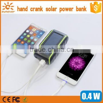 Hand crank solar charger New arrival product 1800mah/3600mah/5400mah solar power bank