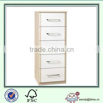 Wooden white 5 drawer narrow chest