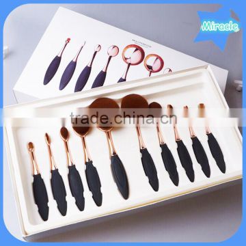 Makeup Artifact makeup brush ! good 10pcs per set rose gold oval make up brush set for cosmetic and foundation brushes
