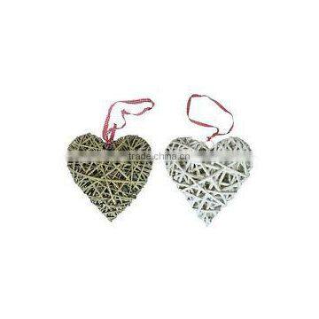 Hanging Wicker Heart for Wedding Party Decoration with Gingham Ribbon