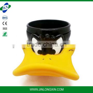 Cartoon figure plastic black dark duck mug cup yellow beak