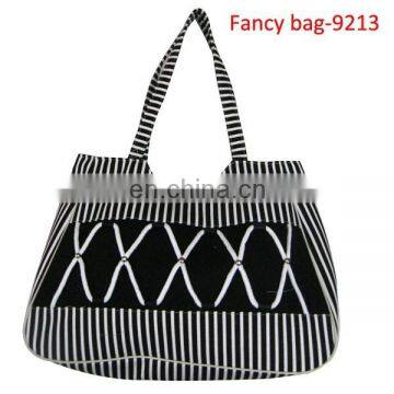 Wholesale Polyester Tote Printed striped shopping bag