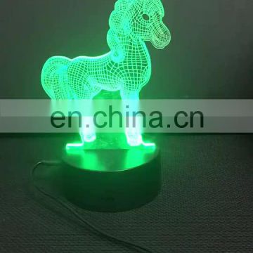 Hot cute cartoon unicorn 3D LED night light 7 color colorful change Christmas Decor gift toy child sleep decor touch Lamp