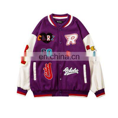 YIHAO Hot Sales custom chenille Embroidered men baseball bomber jacket