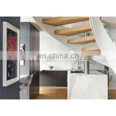 Factory direct attic curved steel wood staircase Solid wood pedal stairs custom design