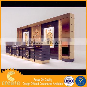 Luxury Colorful Customed Glass Watch Showcase Exhibitions Counters With Small Frosted Glass Bracket