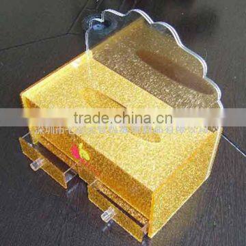 gold tissue box cover acrylic plexiglass QCY-TB-5