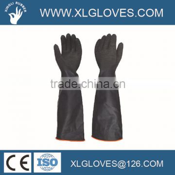 Black Industrial Rubber(latex) extra lone Glove/Chemical resisitance gloves/Good grip